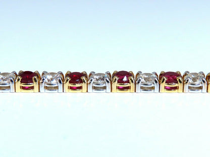 11.83ct Vivid Red Natural Ruby Diamonds Tennis Bracelet 14kt Gold Two Toned