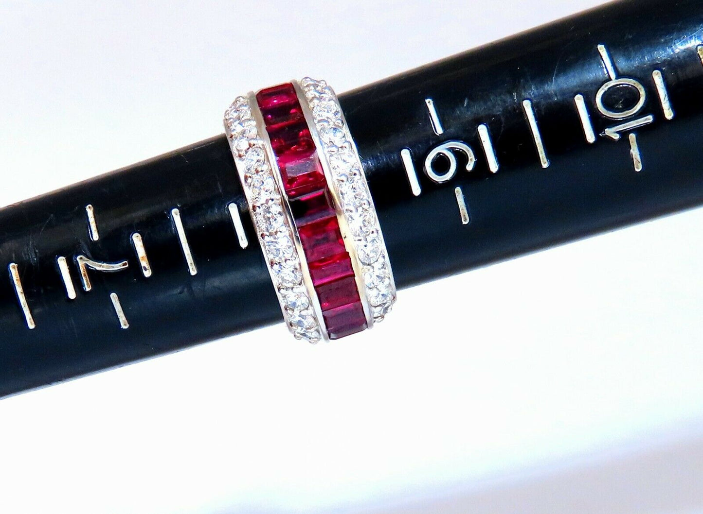 9.20ct Natural Ruby Diamonds eternity Ring 14kt Natural Vivid Reds Revolver