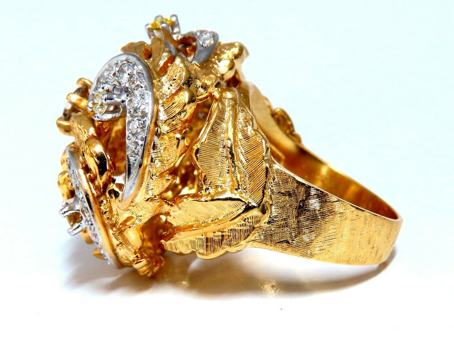 Natural Fancy Color Diamonds Raised Dome Florentine Ring 14kt
