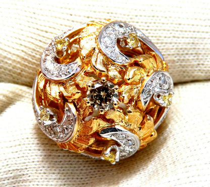 Natural Fancy Color Diamonds Raised Dome Florentine Ring 14kt
