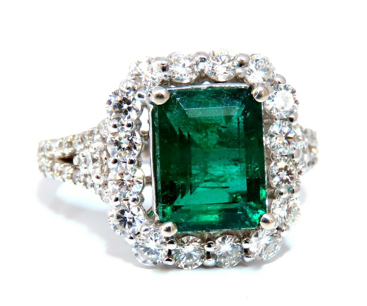 GIA Certified: 3.31ct Natural Emerald Diamonds Ring 14kt (F1)