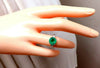 3.53ct Natural Round Emerald Diamonds Three Stone Ring 14kt