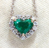 GIA Certified 3.35ct Natural Emerald Heart Cut Diamond Necklace 18kt