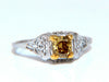 .60ct Natural Yellow Green Brown Diamond Vintage Gilt Ring Platinum