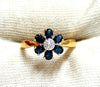1.10ct Natural Blue Sapphire Diamond Cluster Ring 14 Karat