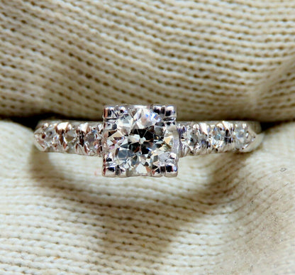 .66ct Natural Diamonds Cathedral Ring Platinum Vintage Restored