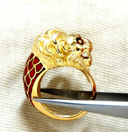 18kt Lion Wrap Enamel Ring