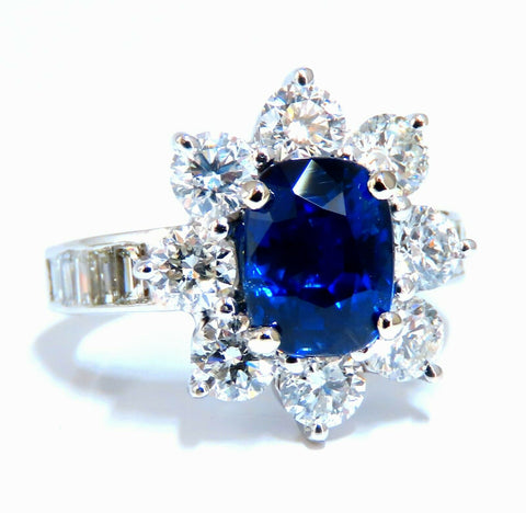 GIA Certified 2.87ct Natural No Heat Sapphire 2.64ct Diamond Ring Unheated 14kt