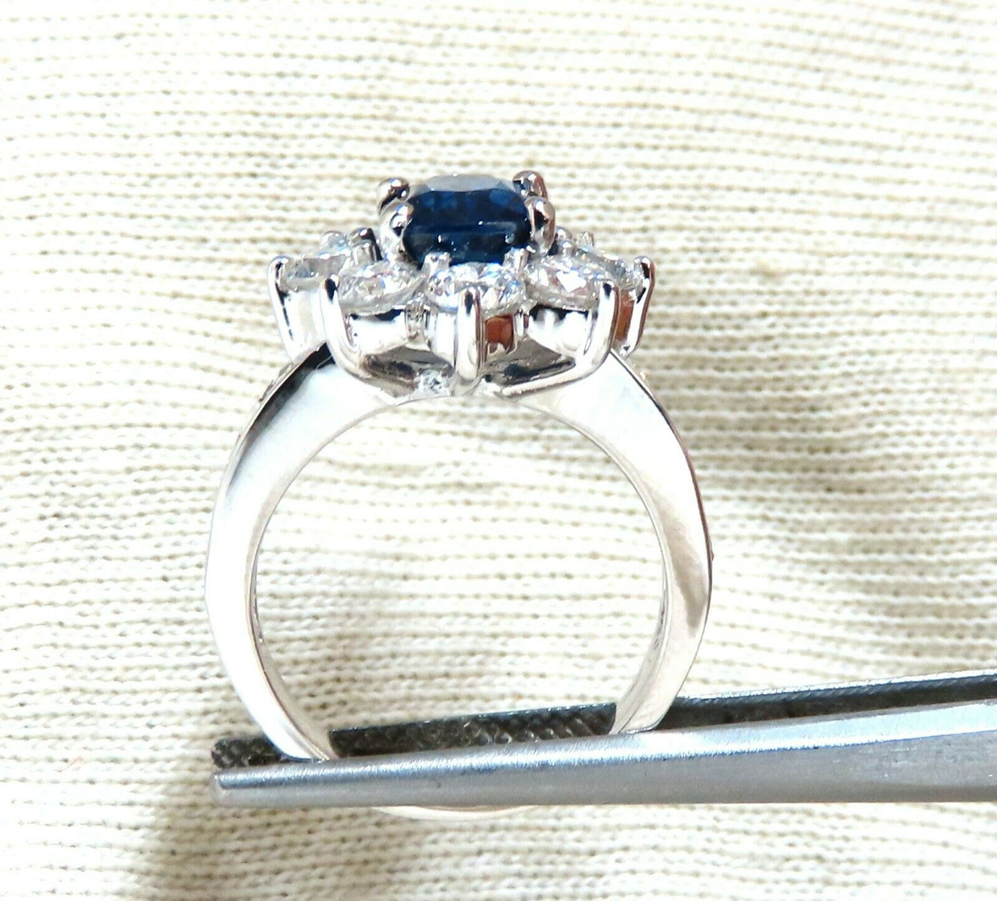 GIA Certified 2.87ct Natural No Heat Sapphire 2.64ct Diamond Ring Unheated 14kt