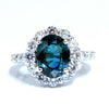 GIA Certified 3.03ct Green Blue Sapphire Diamond Ring Fine