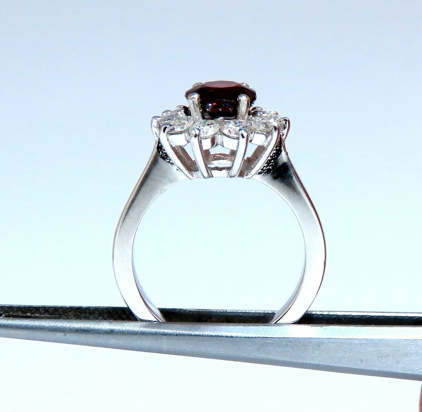 GIA Certified 1.44ct Natural Red Spinel .83ct Diamonds Ring 14kt. Fine