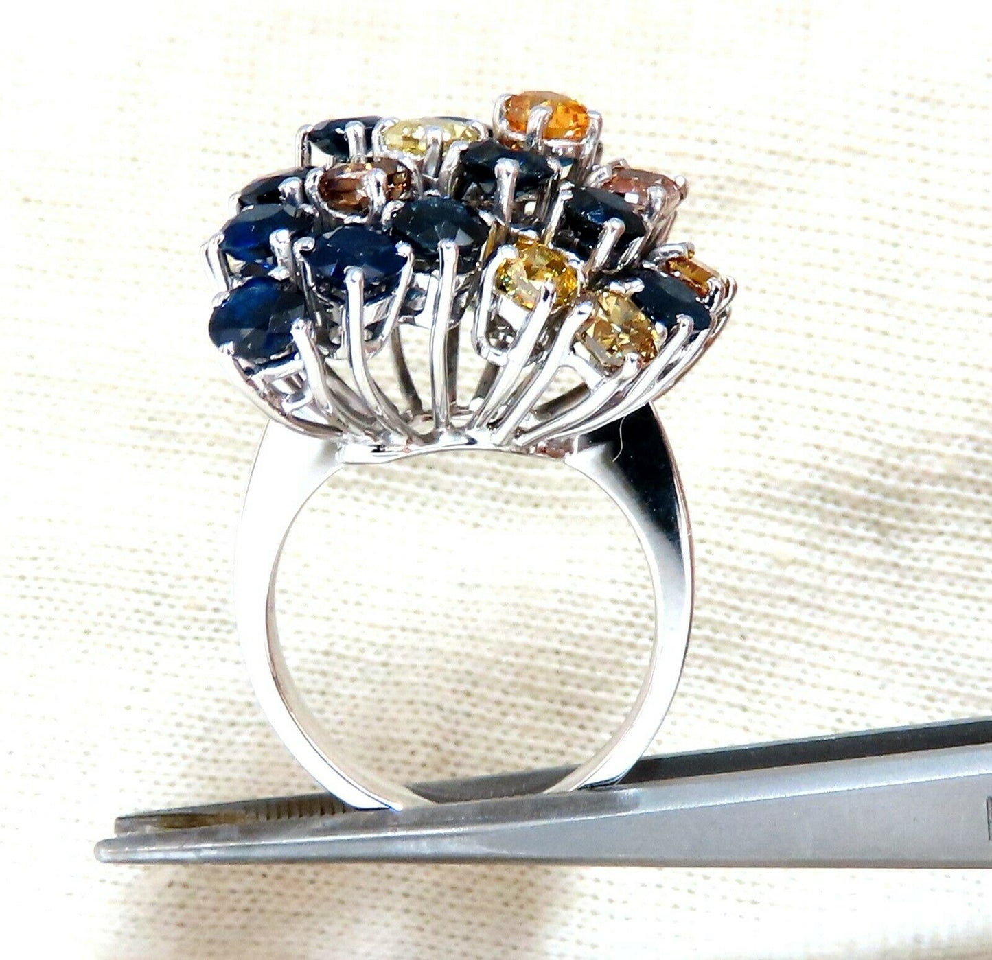 7.15ct Natural Color Diamonds Sapphire Cocktail Twist Ring 14kt Fine Gem