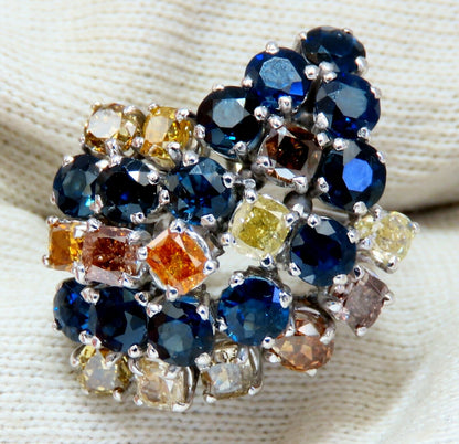 7.15ct Natural Color Diamonds Sapphire Cocktail Twist Ring 14kt Fine Gem