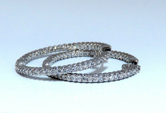 1.50ct Natural Diamond Hoop Earrings 14kt White Gold 1.35inch
