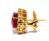 9ct Lab Ruby Diamond Clip Earrings Halo 14kt