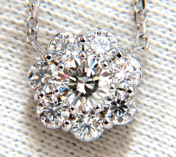 1.52ct diamonds halo cluster necklace 14kt