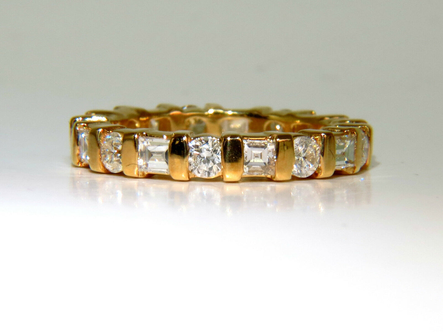 1.50CT Diamond Eternity Band Baguette Rounds 14KT