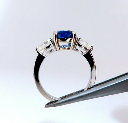 GIA Certified 2.94ct Natural No Heat Blue Sapphire Diamonds Ring 14kt