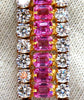 27.33ct Natural Pink Sapphires Diamonds Bracelet 18kt Three Tier Magnificent