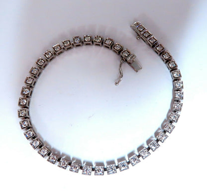 1.55ct Natural Diamonds Tennis Bracelet 14kt Gold Squared Box Bead Set