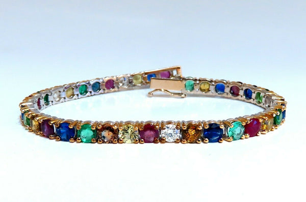 14.43Ct Natural Gem-Line Emerald Sapphire Ruby Bracelet 14Kt