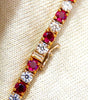 9.82ct Natural Ruby Diamonds Alternating Tennis Bracelet 14kt.