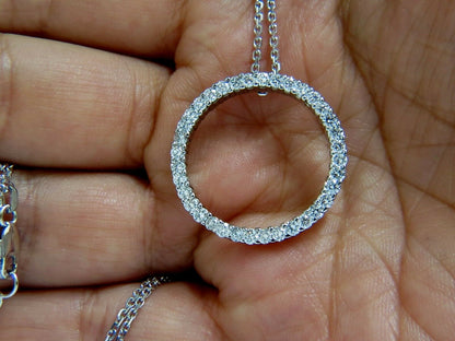 Circle Diamond Necklace 1.50ct 14KT G/VS Rounds 6 Inch 1.02 Inch Diameter