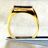 .85ct Natural Three Stone Masculine Pave Beaded Flat Deck Mens Ring 14kt