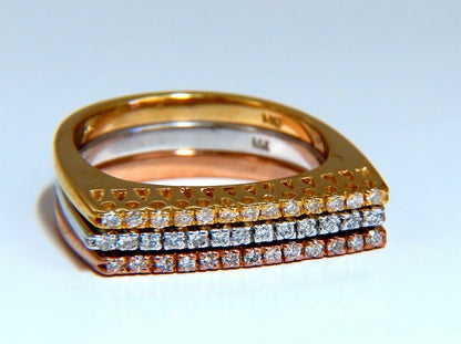 .75ct Natural Diamonds STacking Bands 14kt Gold Mod minimalist deco