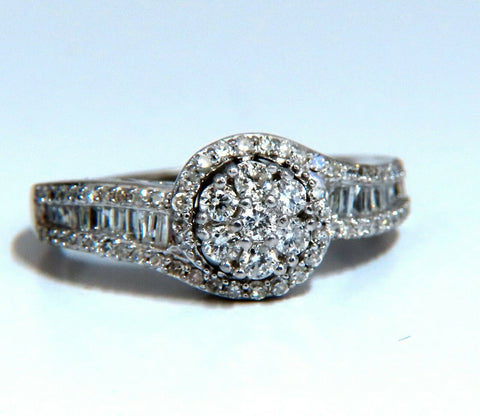 .70ct Natural Diamonds Cluster Round & Baguette Ring Silver