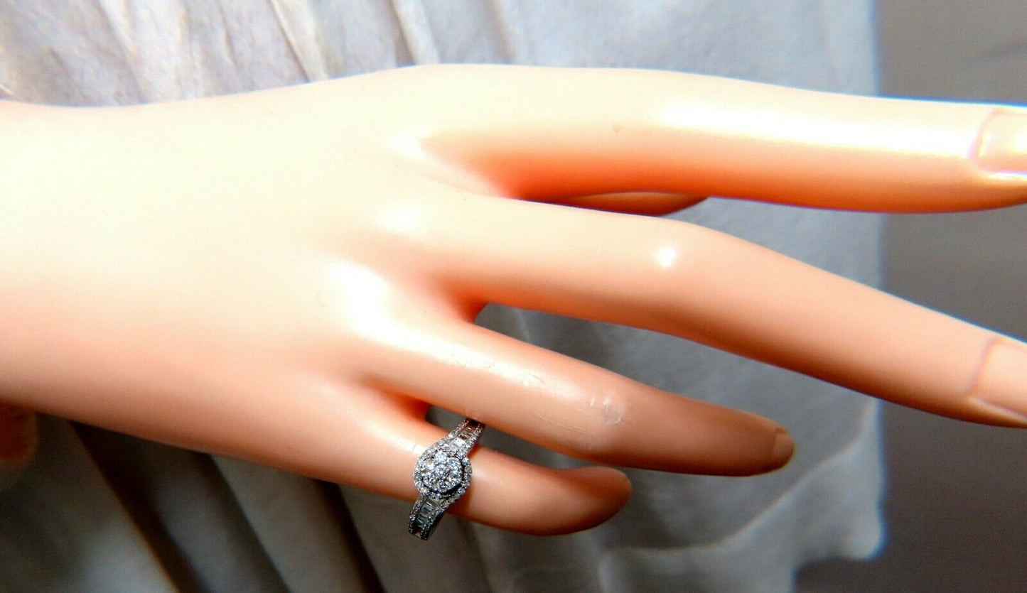 .70ct Natural Diamonds Cluster Round & Baguette Ring Silver