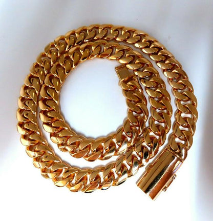 Classic Solid Cuban Link Necklace 14kt 447Grams 28inch 15.7mm Secret Snuff