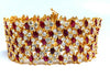44.58ct Natural Ruby Diamond Wide Cuff Bracelet 14kt Flex Mesh