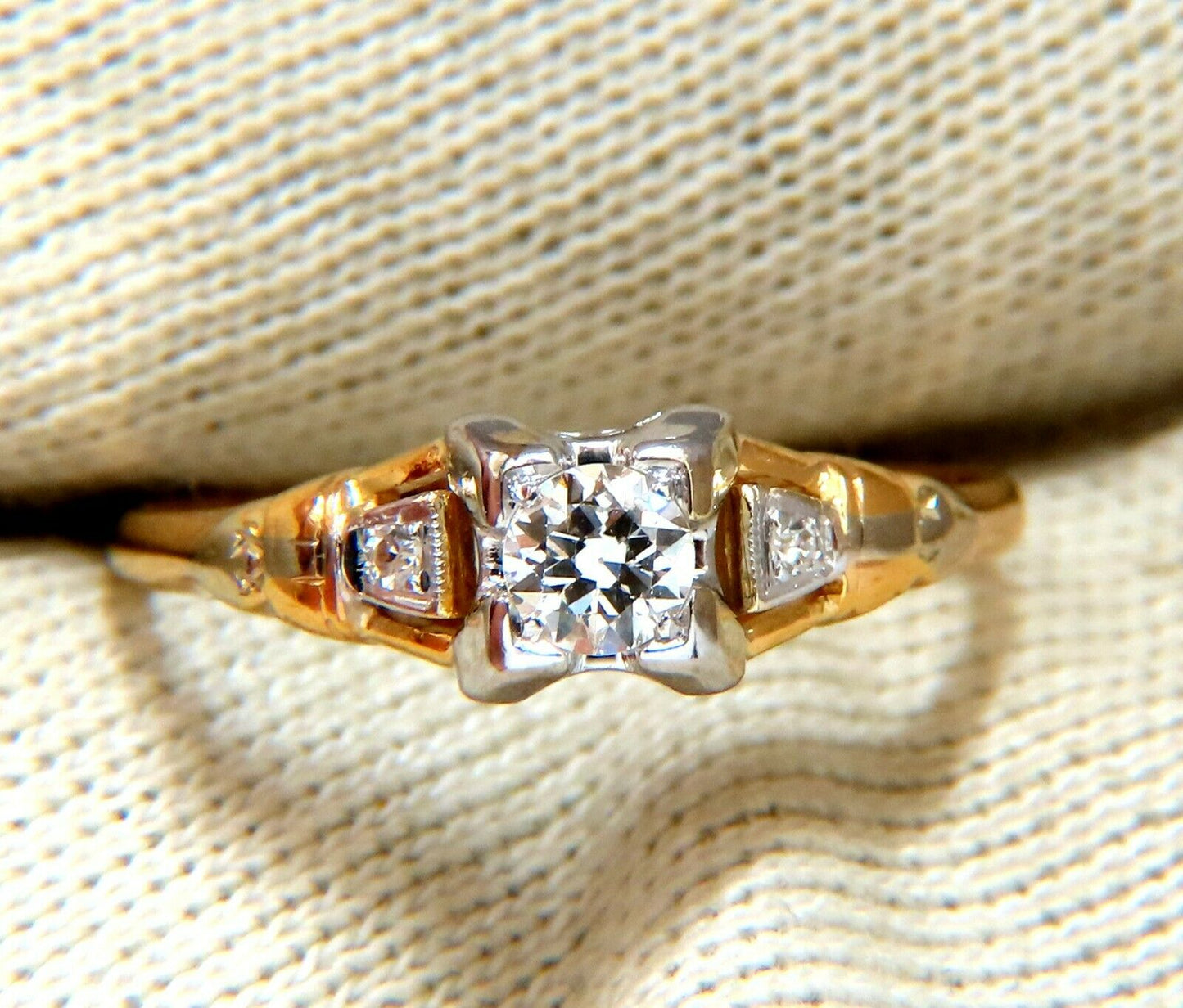 .30ct Vintage Old Miner Diamond Solitaire Ring 14kt
