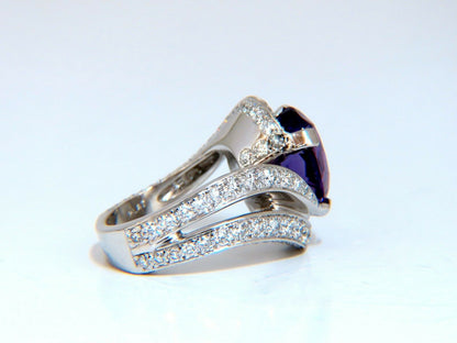 8.30ct Natural Amethyst Diamonds Ring Platinum Swirl Mod Deco