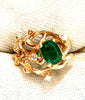 1.42ct Natural Vivid Green Emerald Diamonds Nugget Vine Ring 14kt