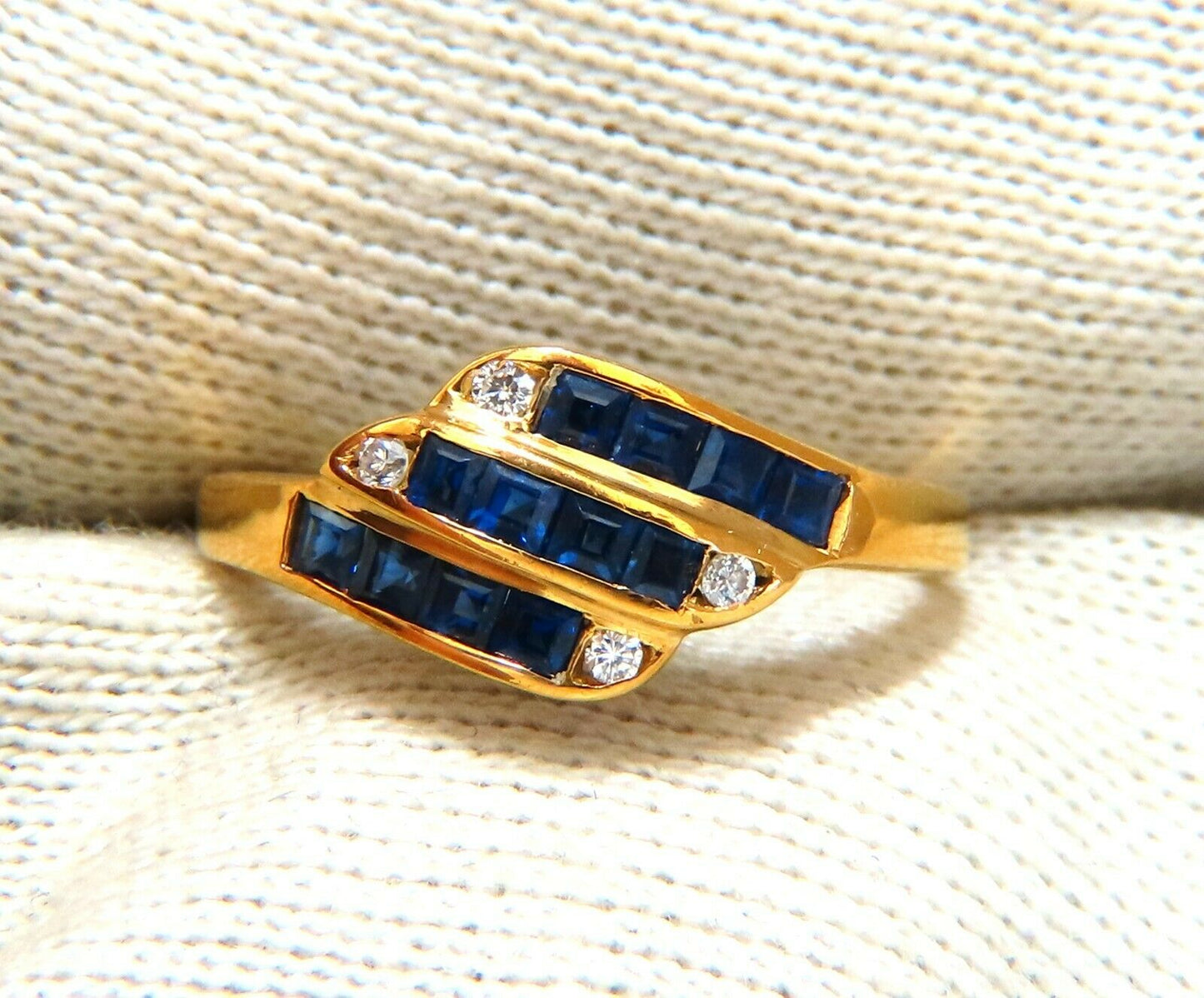 .58ct Natural Baguette Blue Sapphire Diamonds Ring 14kt