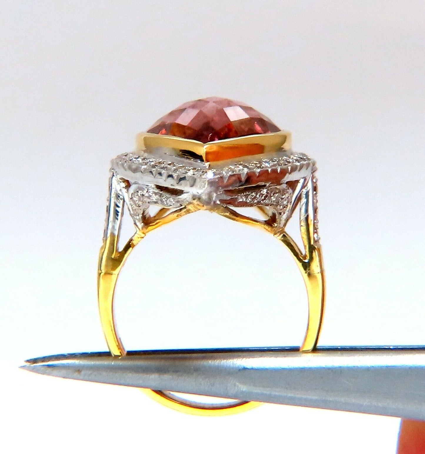 16ct Natural Purple Pink Tourmaline Diamonds Ring 14kt