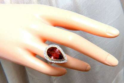16ct Natural Purple Pink Tourmaline Diamonds Ring 14kt