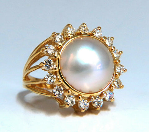 Mabe Pearl Diamonds Ring 14kt