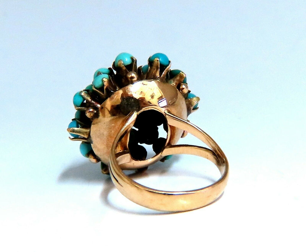 European Vintage Persian Turquoise cluster burst ring 14kt – Avis