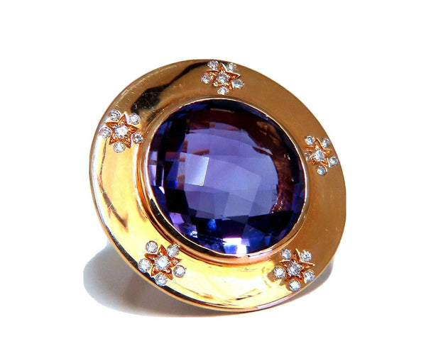 Garavelli 17ct Natural Amethyst Diamonds Ring 18kt Italy