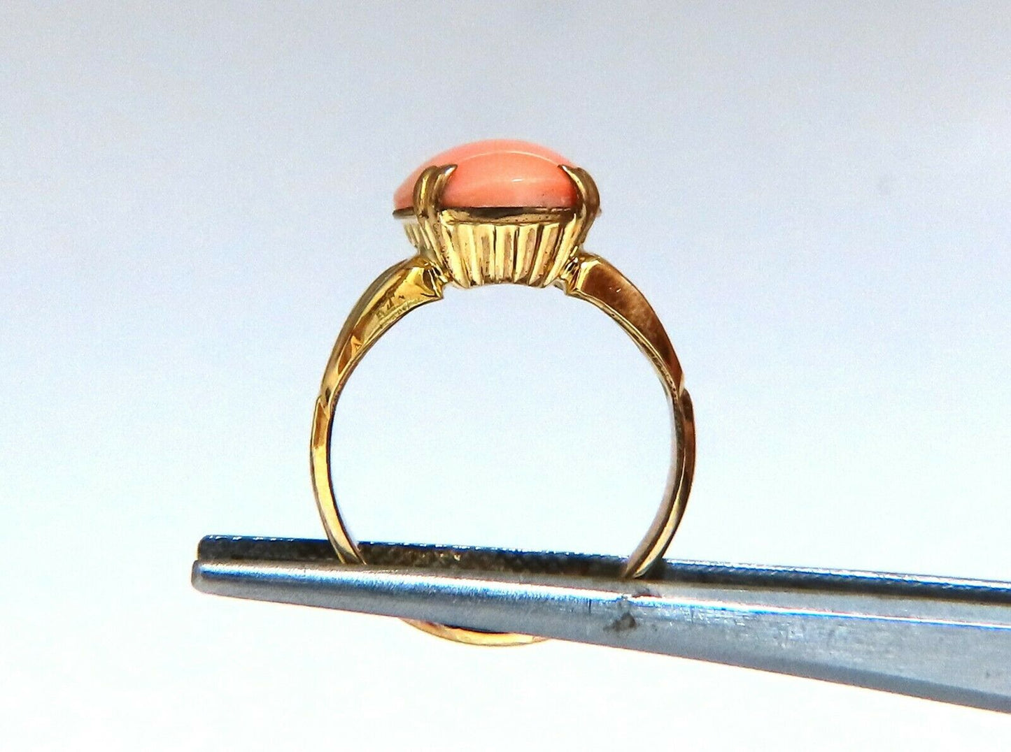 12x10mm natural 4ct pink Coral ring 10kt