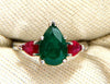 3.01ct natural pear-shaped emerald cut emerald ruby ring 14kt