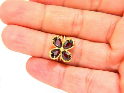 4 carat natural garnets clover ring 18 karat yellow gold