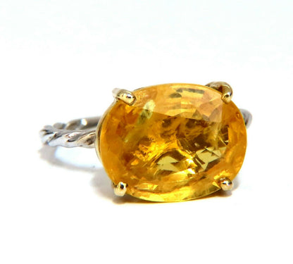 5ct natural yellow Sapphire solitaire braid twist shank ring 14kt