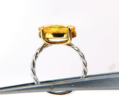 5ct natural yellow Sapphire solitaire braid twist shank ring 14kt