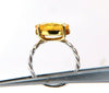 5ct natural yellow Sapphire solitaire braid twist shank ring 14kt