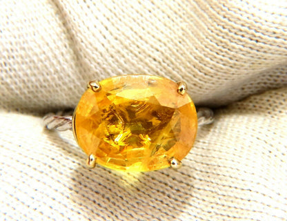 5ct natural yellow Sapphire solitaire braid twist shank ring 14kt