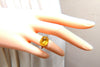 5ct natural yellow Sapphire solitaire braid twist shank ring 14kt